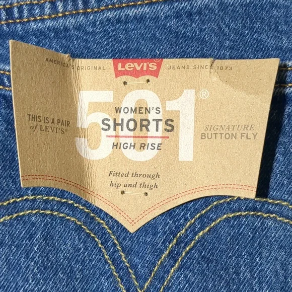 New Levi’s 501 Hand Distressed High Rise Cutoff Denim Shorts Men's size 30 - Picture 4 of 8